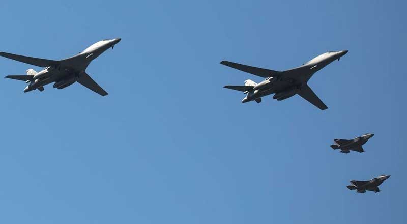 US Air Force B 1B bombers fly over Sweden for the first time